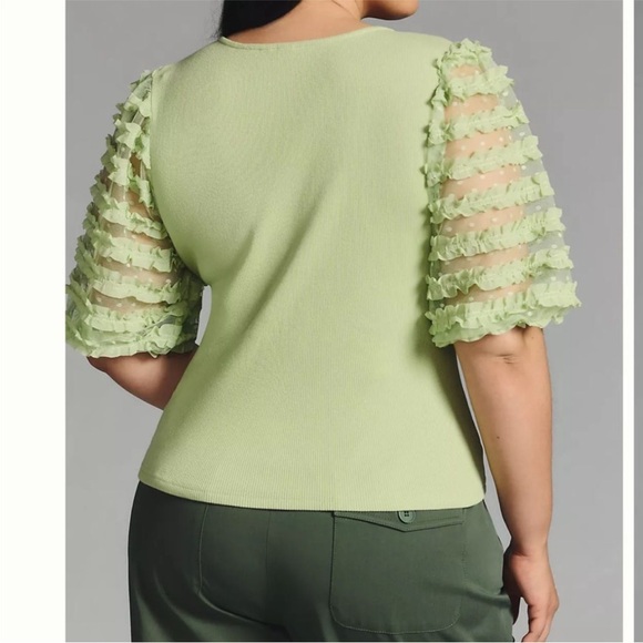 🍁Dolan sheer puff sleeve ribbed blouse, size XS - Picture 2 of 6